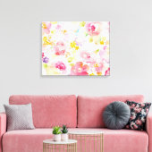 Mittsommer | Aquarellfarbe Rosa Blütenfarbe Leinwanddruck (Insitu (Wohnzimmer))