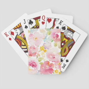 Mittsommer Aquarellfarbe Rosa Blütenfarbe Spielkarten