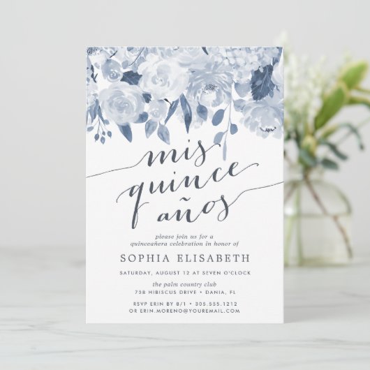 Mittsommer | Elegante Wasserfarbe Quinceanera Einladung (Stehend Vorderseite)