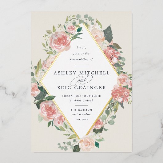 Mittsommer | Geometrisches Rahmen Folieneinladung (Vorderseite)