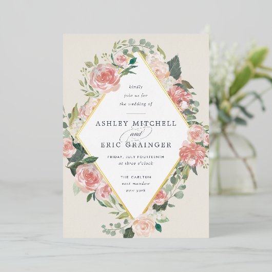 Mittsommer | Geometrisches Rahmen Folieneinladung (Stehend vorne)