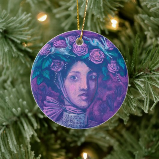 Mittsommer Hut, Sommer Fantasy Surreal Portrait Ar Keramik Ornament (Baum)