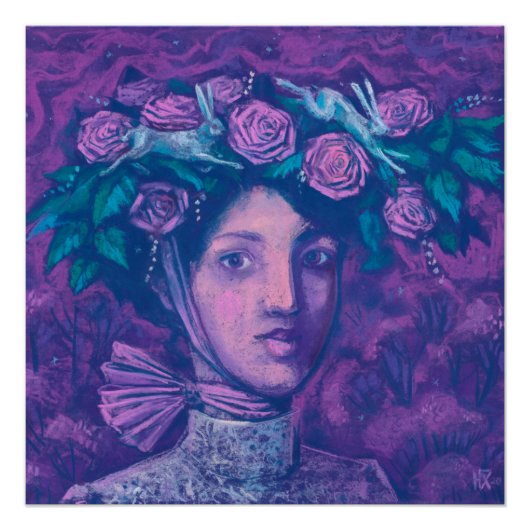 Mittsommer Hut, Sommer Fantasy Surreal Portrait Ar Poster (Vorderseite)