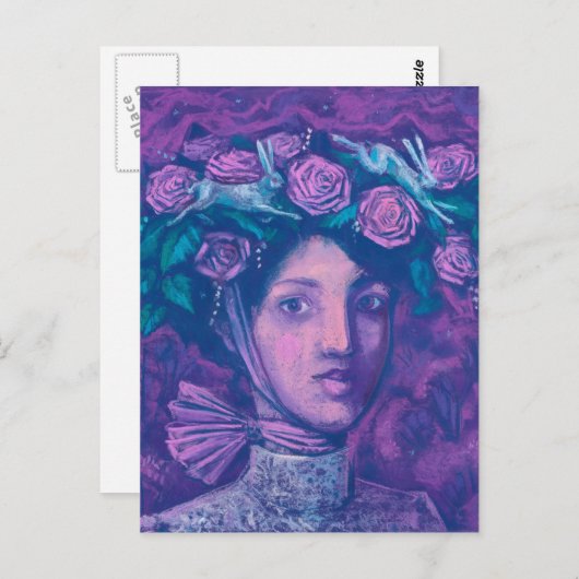 Mittsommer Hut, Sommer Fantasy Surreal Portrait Ar Postkarte (Vorne/Hinten)