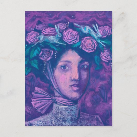 Mittsommer Hut, Sommer Fantasy Surreal Portrait Ar Postkarte (Vorderseite)