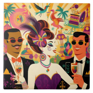 Mittsommer Mardi Gras Cocktailparty Fliese