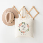 Mittsommer | Mutter der Braut Tragetasche<br><div class="desc">Die Tasche des Brautparty ist mit einem blumengeschmückten Aquarell von Rose und Bauern in Rosa,  Pfirsich und Weissgrün versehen,  in dem die "Brautmutter" in handgeschriebenem Schriftsatz eingetragen ist. Entworfen,  um unsere MidSummer Floral Kollektion zu ergänzen.</div>