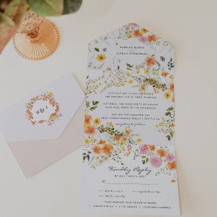 Mittsommer   Romantische Herbstblumen All In One Einladung