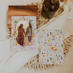 Mittsommer Romantische Herbstblumen-Foto Save The Date