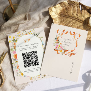 Mittsommer   Romantische Herbstblumen-Hochzeitswap RSVP Karte