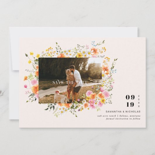 Mittsommer | Romantisches Herbst-Florals-Foto Save The Date (Vorderseite)