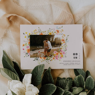 Mittsommer   Romantisches Herbst-Florals-Foto Save The Date