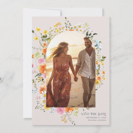 Mittsommer | Romantisches Herbst-Florals-Foto Save The Date (Vorderseite)