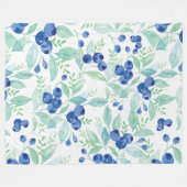 Mittsommer Rustic Blueberry Berry Summer Pattern Fleecedecke (Vorderseite (Horizontal))