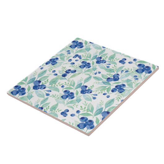 Mittsommer Rustic Blueberry Berry Summer Pattern Fliese (Seite)