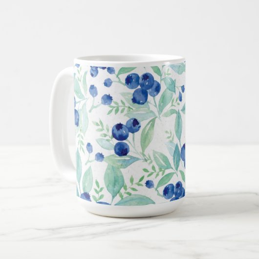 Mittsommer Rustic Blueberry Berry Summer Pattern Kaffeetasse (Vorderseite Links)