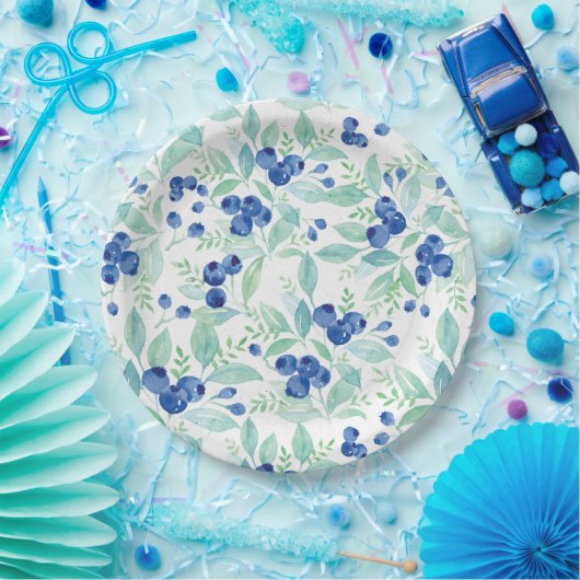 Mittsommer Rustic Blueberry Berry Summer Pattern Pappteller (Party)