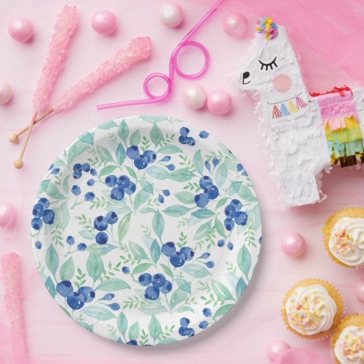 Mittsommer Rustic Blueberry Berry Summer Pattern Pappteller (Party)