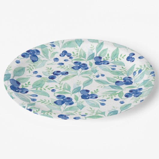 Mittsommer Rustic Blueberry Berry Summer Pattern Pappteller (Schrägansicht)