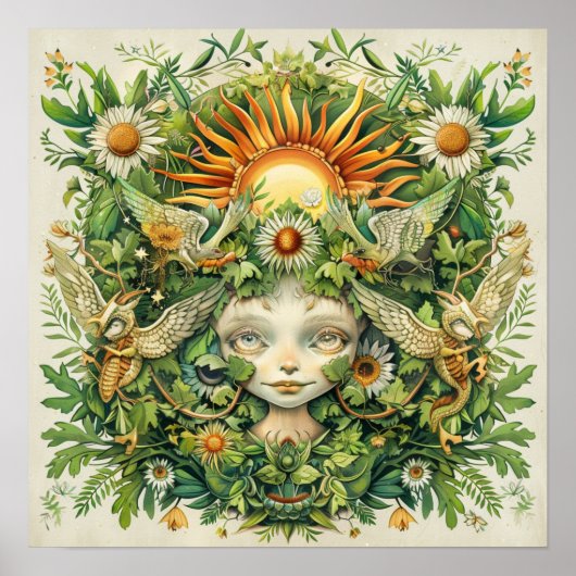 Mittsommer Sun Fairies Nordic Art Print Poster (Vorne)