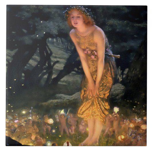 „Mittsommerabend“ von Edward Robert Hughes Fliese (Vorderseite)