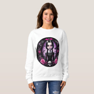Mittwoch Inspiriertes Goth-Mädchen - Rosa und Schw Sweatshirt