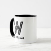 Mittwoch W Monogramm Schwarzweiß Combo Custom Tasse (Vorderseite Links)