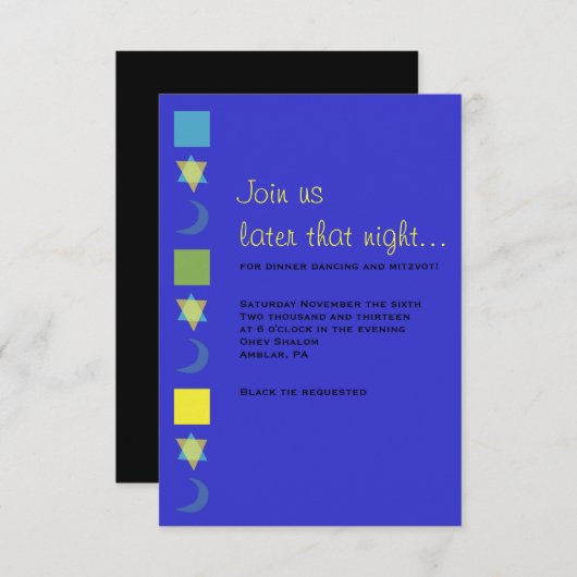 MITZVAH Bar Bat Mitzvah Empfang Card Einladung (Vorne/Hinten)