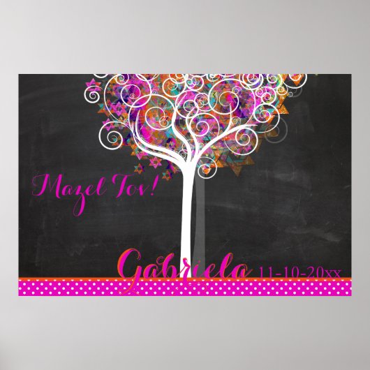 Mitzvah Chalkboard Tree of Life Sign in Board Poster (Vorne)