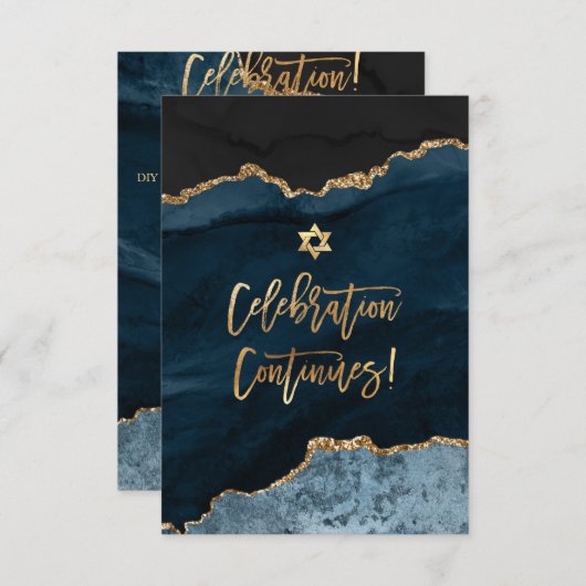 ✡ Mitzvah Feier! Agate Slate Blue Begleitkarte (Vorne/Hinten)