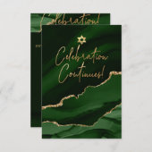 ✡ Mitzvah Feier! Aquarellfarbe Agate Dunkelgrün RSVP Karte (Vorne/Hinten)