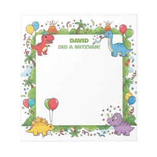 Mitzvah Hinweis Notepad für Kinder Niedliches Dino Notizblock