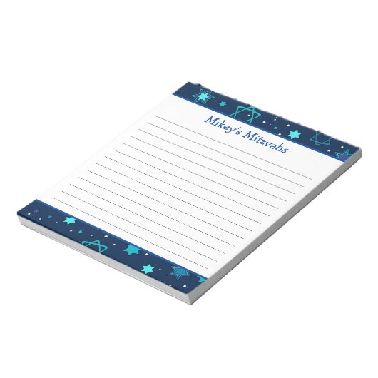 Mitzvah Notepad - Dark Blue Star von David Notizblock (Rotiert)