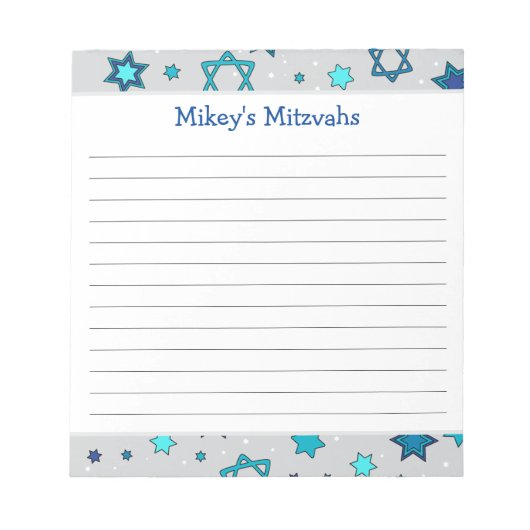 Mitzvah Notepad - Gray Star von David Notizblock (Vorderseite)