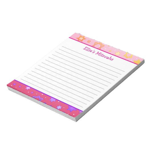 Mitzvah Notepad - Rosa Star von David Notizblock (Rotiert)