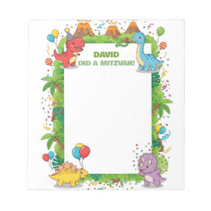 Mitzvah Notes for kids Niedlich Dinosaur Party Not Notizblock