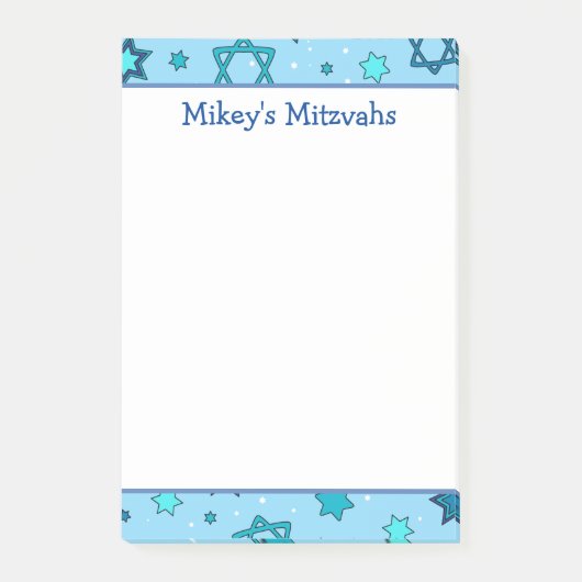 Mitzvah Notes - Light Blue Star von David Post-it Klebezettel (Vorderseite)