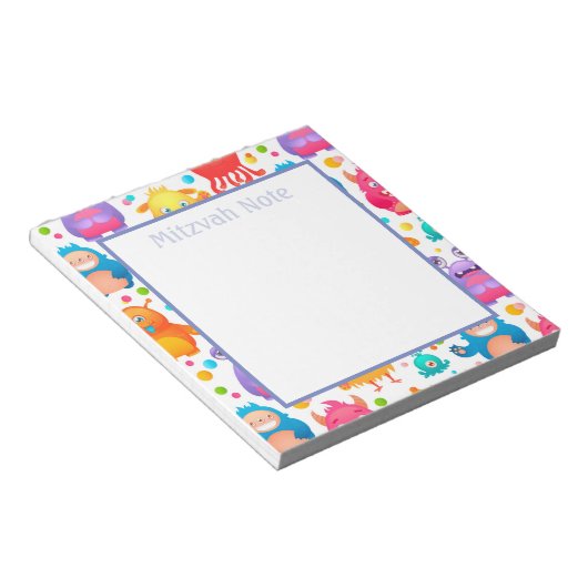 Mitzvah Notes Monsters Boys Notepad Notizblock (angewinkelt)