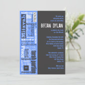 MITZVAH WORDS SPRICHWORTS Bar Bat Einladung (Stehend Vorderseite)