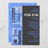 MITZVAH WORDS SPRICHWORTS Bar Bat Einladung (Vorne/Hinten)