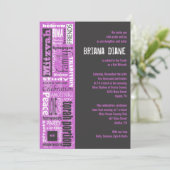 MITZVAH WORDS SPRICHWORTS Bar Bat Einladung (Stehend Vorderseite)