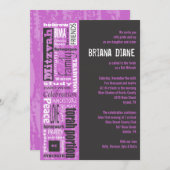 MITZVAH WORDS SPRICHWORTS Bar Bat Einladung (Vorne/Hinten)