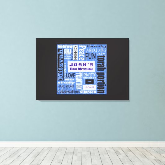 MITZVAH WORTER Bar Bat Mitzvah Unterschrift an Bor Leinwanddruck (Insitu (Holzboden))