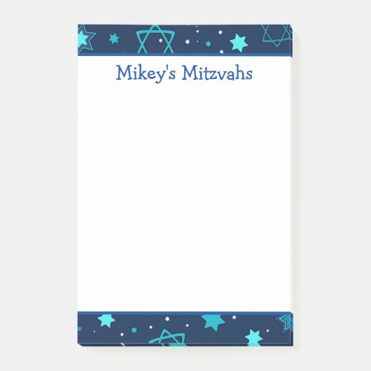 Mitzwa-Notizen - Blauer Davidstern Post-it Klebezettel (Vorderseite)