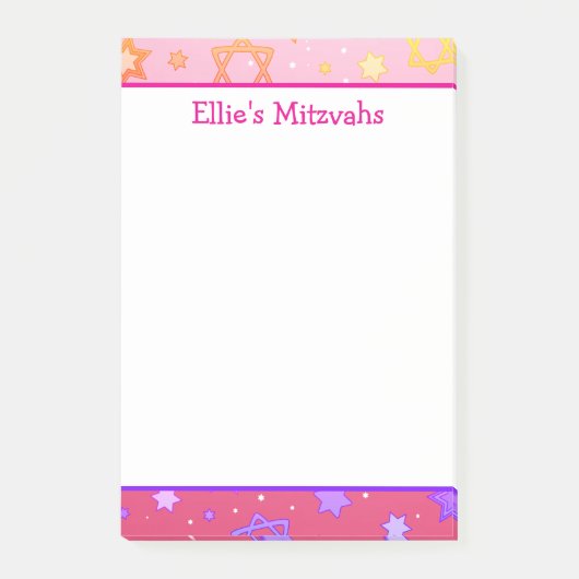 Mitzwa-Notizen - Rosa Davidstern Post-it Klebezettel (Vorderseite)