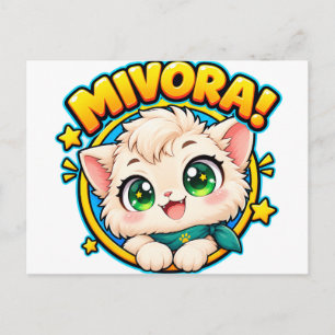 Mivora Cute Anime Katze mit funkelnden Sternen Postkarte