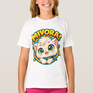 Mivora Cute Anime Katze mit funkelnden Sternen T-Shirt