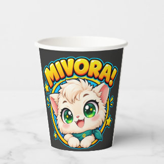 Mivora Süße Anime-Katze mit funkelnden Sternen Tas Pappbecher