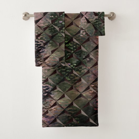 Mix 3D Quadrate mit Hammerglas mit Hintergrund T Badhandtuch Set (Insitu)