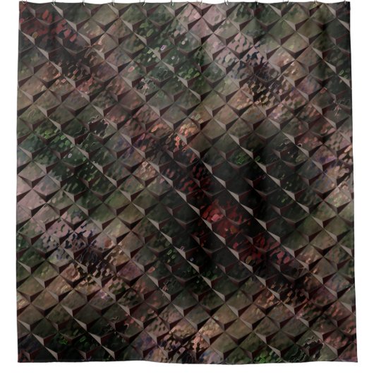 Mix 3D Quadrate mit Hammerglas mit Hintergrund T Duschvorhang (Vorderseite)